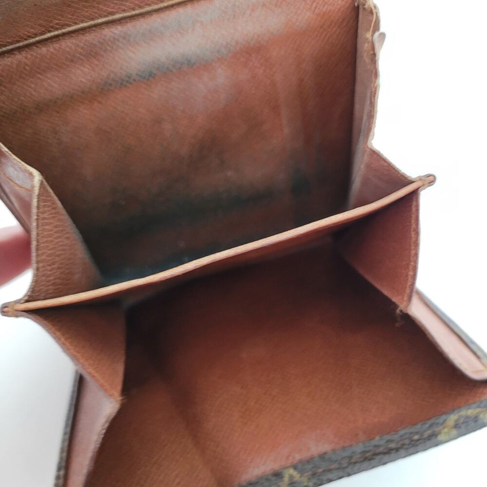 LOUIS VUITTON Vintage 80s Monogram Leather Wallet Brown Medium Trifold Elise - Picture 11 of 16